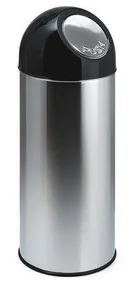 Push-Top-Mülleimer, 55 l, Metall, VEPA BINS, silber/schwarz